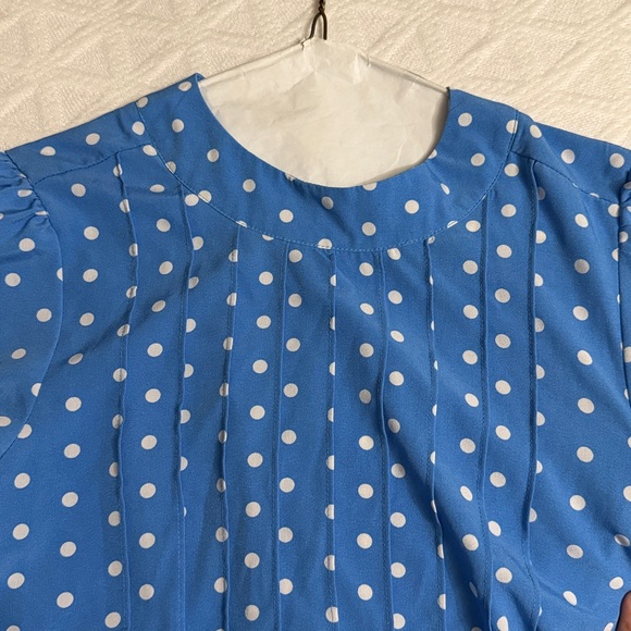 SHEIN Blue Polka Dot Dress with Belt - Picture 8 of 9
